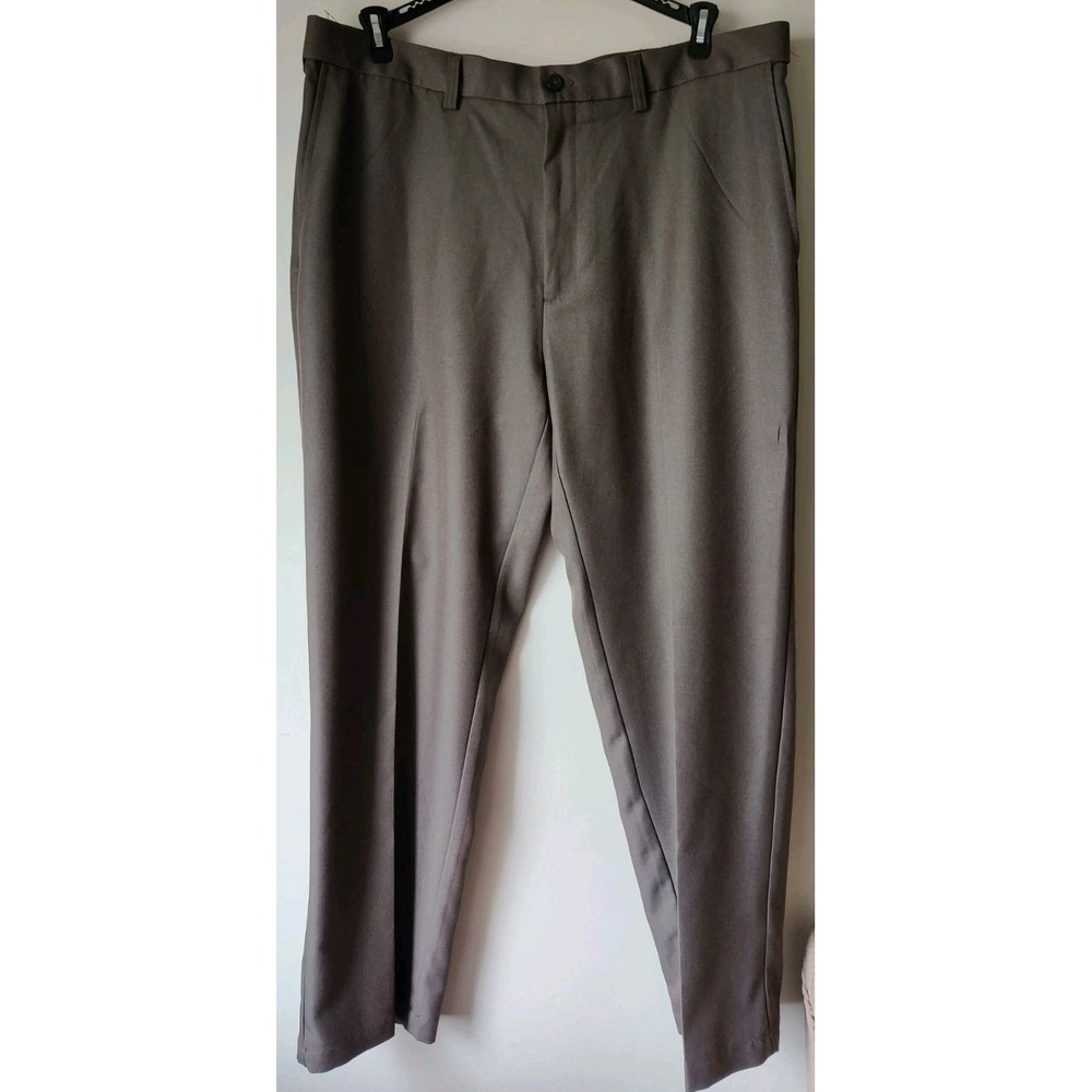 Haggar‎ Dress Pants Men's 38x30 Brown Slant Pockets Wide Leg